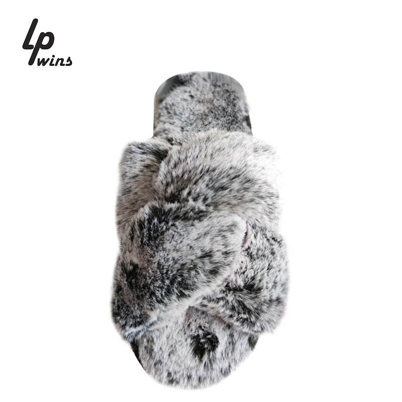 Cheap Luxury Bunny Furry Faux Fur Slides for Ladies, Wholesale Women Flat Furry Slippers Plush Pink Indoor Fur Slides